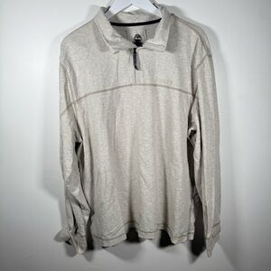 Timberland Mens 2XL Quarter Zip Pullover Beige Long Sleeve Cotton Sweatshirt